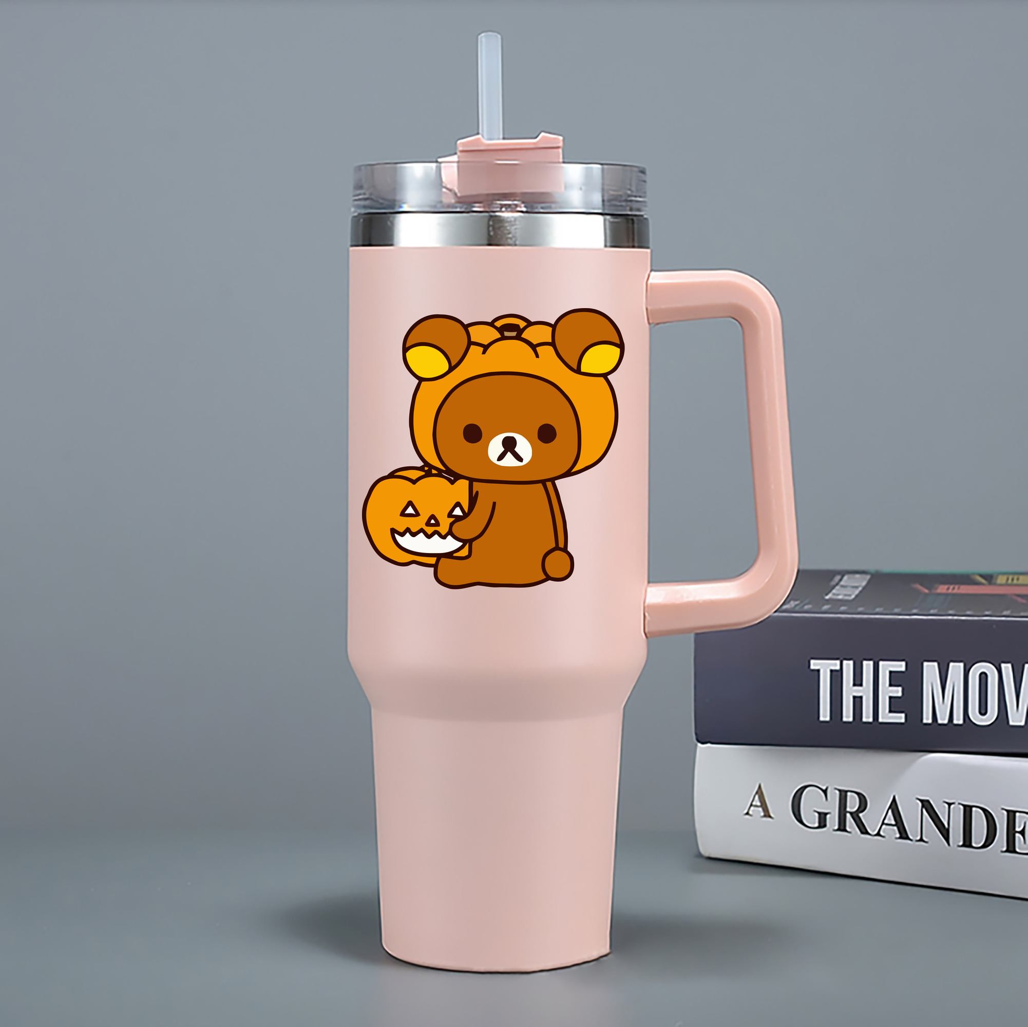 （画像用） リラックマ リラックマ キイロイトリ Rilakkuma Korilakkuma Kiiroitori 1200mL車用タンブラー - クリスタルステッカー（プラスチックストロー付き）
